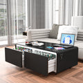 Modern Smart Coffee Table With Built In Fridge, Bluetooth Speaker, Wireless Charging Module, Touch Control Panel, Power Socket, Usb Interface, Outlet Protection, Atmosphere Light, Black Black Primary Living Space Coffee & End Tables Abs