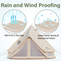 4 5 Person Mongolian Tent, Glamping Tent With Cool Ventilation Mosquito Net Doors & Windows, Outdoor Waterproof Oxford Yurt Tent Dome Tent For Family Camping Party, 11''X118''X98'' Yellow Garden & Outdoor Water Resistant Portable Steel