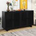 Modern Style Sideboard With Superior Storage Space, Hollow Door Design And 2 Adjustable Shelves For Living Room And Dining Room Black Black Dining Room Adjustabel Shelves Mdf