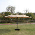 15X9Ft Large Double Sided Rectangular Outdoor Twin Patio Market Umbrella With Light And Base Taupe Taupe Metal