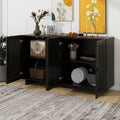 Modern Style Sideboard With Superior Storage Space, Hollow Door Design And 2 Adjustable Shelves For Living Room And Dining Room Black Black Dining Room Adjustabel Shelves Mdf