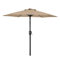 7.5Ft Patio Outdoor Table Market Yard Umbrella With Push Button Tilt Crank, 6 Sturdy Ribs For Garden, Deck, Backyard, Pool, Tan Tan Manual Garden & Outdoor High Wind Resistant Umbrellas Stainless