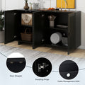 Modern Style Sideboard With Superior Storage Space, Hollow Door Design And 2 Adjustable Shelves For Living Room And Dining Room Black Black Dining Room Adjustabel Shelves Mdf