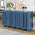 Modern Style Sideboard With Superior Storage Space, Hollow Door Design And 2 Adjustable Shelves For Living Room And Dining Room Navy Blue Navy Blue Dining Room Adjustabel Shelves Mdf