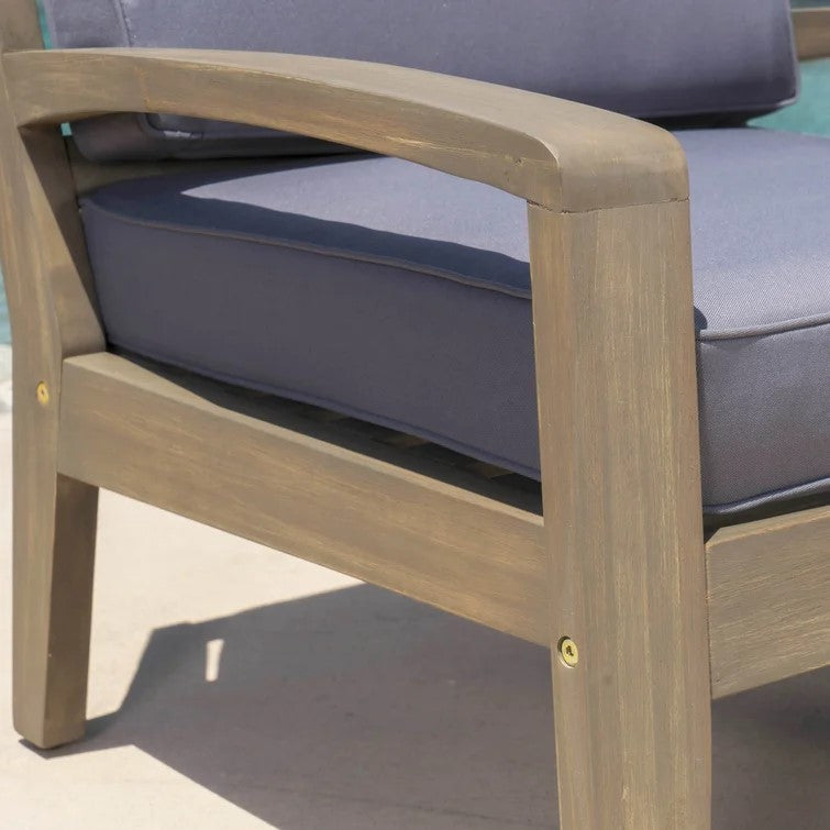 Grenada Club Chair Grey Wood Waterproof Fabric