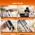 Gravity Electric Salt And Pepper Grinder Set, Adjustable Coarseness, Battery Powered With Led Light, One Hand Automatic Operation, Stainless Steel, Black Black Stainless Steel