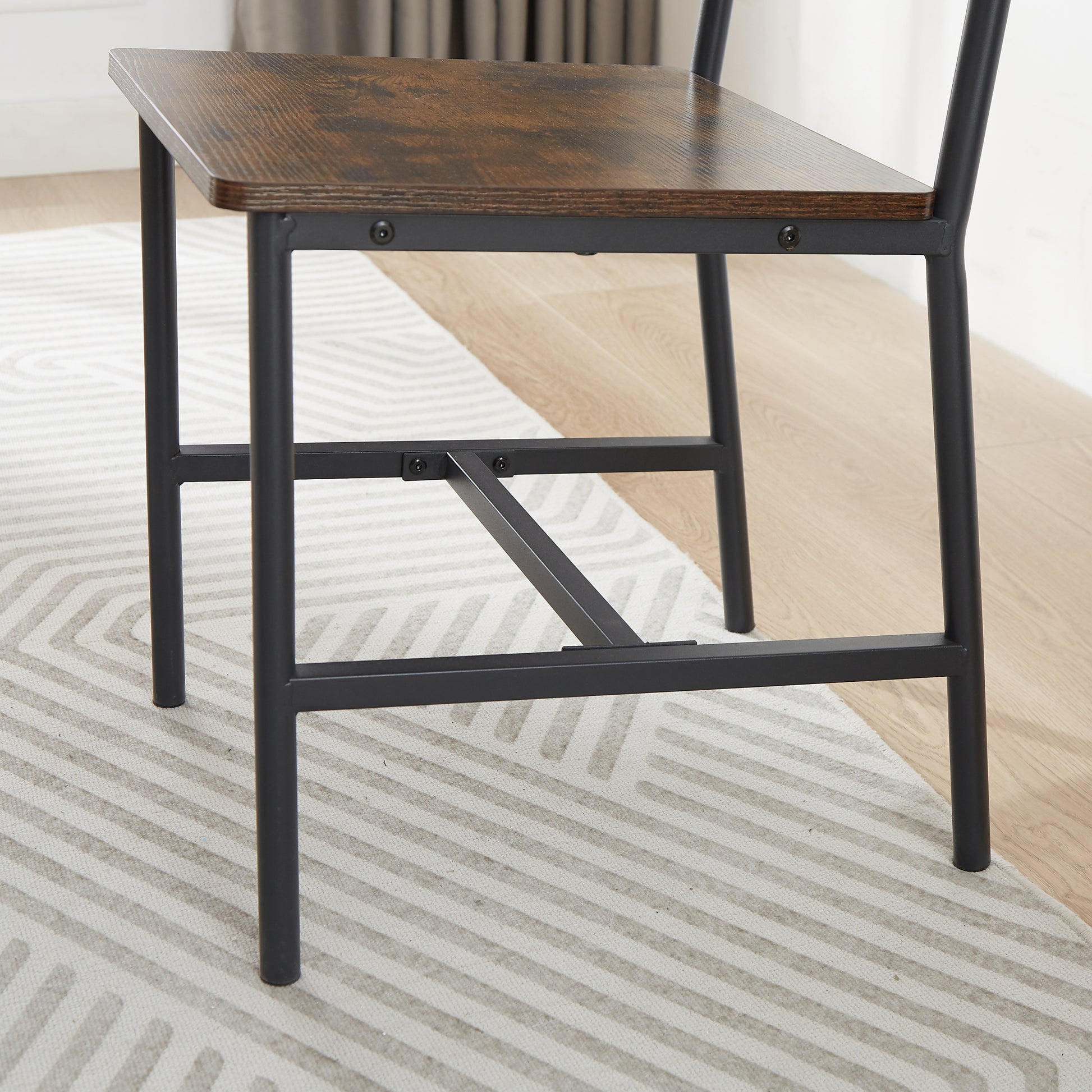 Dining Table Set, Barstool Dining Table With 2 Benches 2 Back Chairs, Industrial Dining Table For Kitchen Breakfast Table, Living Room, Party Room, Rustic Brown And Black,43.3 L X 23.6 W X 29.9 H Rustic Brown Seats 6 Particle Board