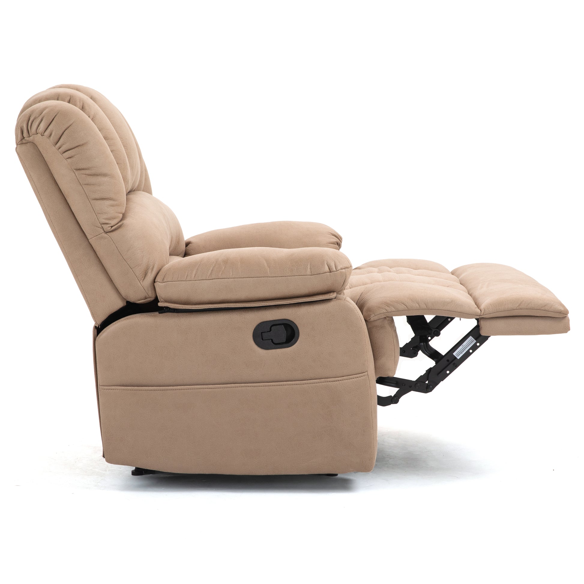 Large Manual Recliner Chair In Fabric For Living Room, Yellow Yellow Polyester Manual Handle Metal Primary Living Space Medium Firm Cushion Back Heavy Duty American Design Pine Pillow Top Arms Fiber Foam And Polyester Fiber Pad Fabric