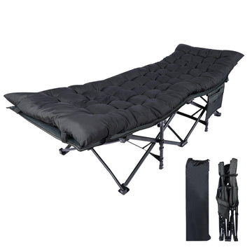 Adults, Foldable Outdoor With Portable Bag, Bed Lightweight Sleeping Cots For Camping, Easy To Set Up, Black Black Garden & Outdoor Cotton Fabric