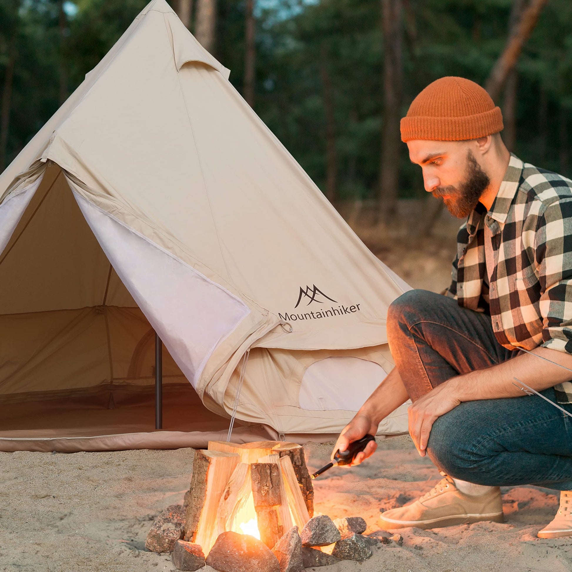 4 5 Person Mongolian Tent, Glamping Tent With Cool Ventilation Mosquito Net Doors & Windows, Outdoor Waterproof Oxford Yurt Tent Dome Tent For Family Camping Party, 11''X118''X98'' Yellow Garden & Outdoor Water Resistant Portable Steel