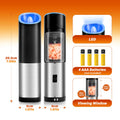 Gravity Electric Salt And Pepper Grinder Set, Adjustable Coarseness, Battery Powered With Led Light, One Hand Automatic Operation, Stainless Steel, Black Black Stainless Steel