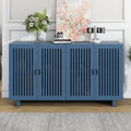 Modern Style Sideboard With Superior Storage Space, Hollow Door Design And 2 Adjustable Shelves For Living Room And Dining Room Navy Blue Navy Blue Dining Room Adjustabel Shelves Mdf