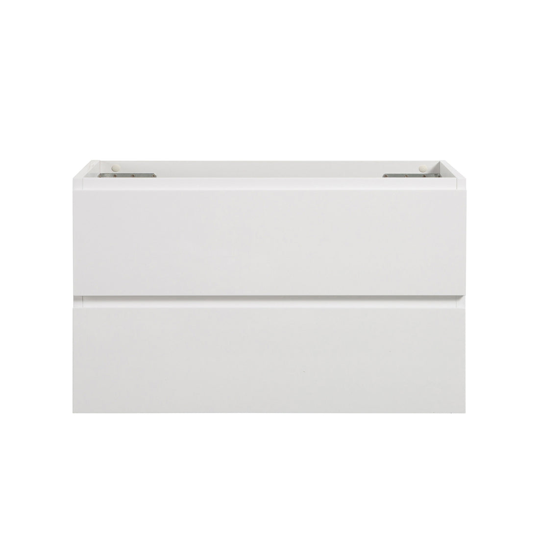 Alice 36W 201,Wall Mount Cabinet Without Basin, White Color, With Two Drawers, Pre Assembled White Mdf