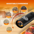 Electric Salt And Pepper Grinder Set, One Hand Adjustable Coarseness, Battery Powered With Stand, Seasoning Tools For Kitchen, Dining Or Gifts, Black Black Plastic