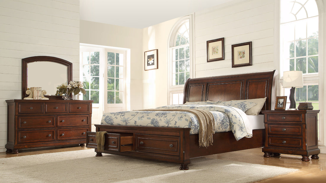 Baltimore King 4 Pc Storage Platform Bedroom Set Made With Wood In Dark Walnut Walnut Bedroom Transitional Wood