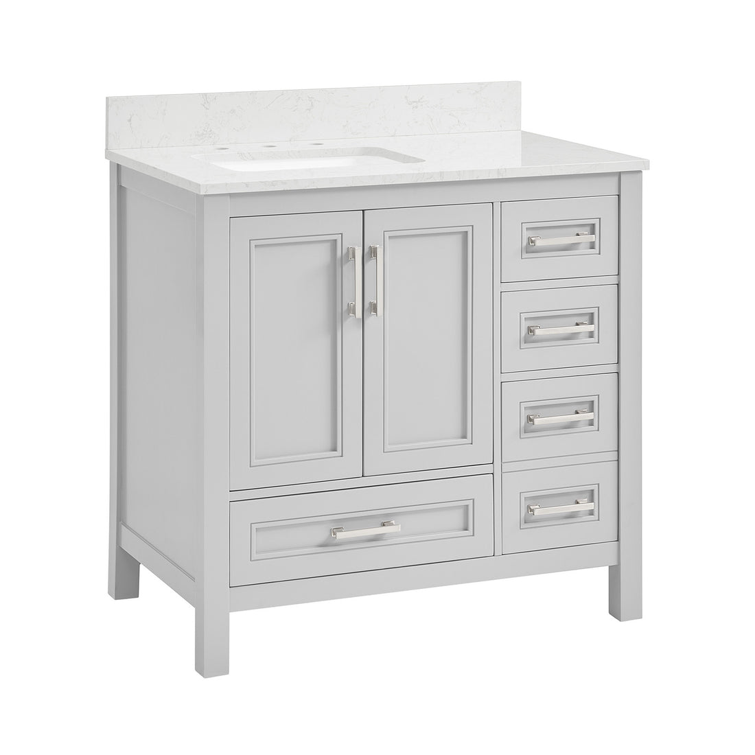 36 In Undermount Single Sink Bathroom Storage Cabinet With Engineered Carrara Marble Top Light Gray 2 4 36 To 47 In 36 To 59 In Soft Close Doors Bathroom 20 25 Inches Mdf Painted