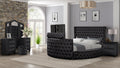 Crystal Tufted King 4 Pc Vanity Bedroom Set Made With Wood In Black Box Spring Not Required King Black Wood 4 Piece Set Bedroom Modern Upholstered Velvet Wood