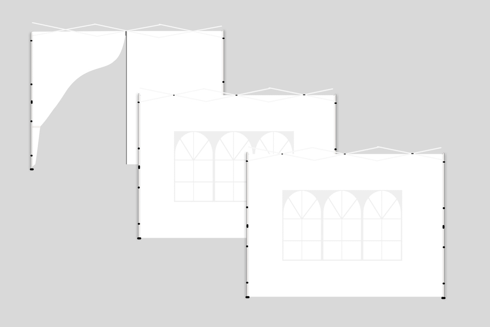 Canopy Sidewall For 10X10Ft Pop Up Canopy Tent, 3 Pack Sunwall, 2Pcs With Windows,1Pcs Without Windows.White White Polyester