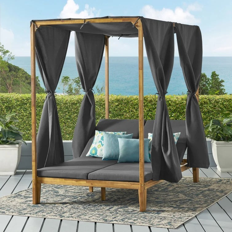 Kenzie Daybed Teak Wood Waterproof Fabric