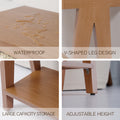Mid Century Modern Console Table With Storage For Entryway, Multi Functional Entryway Table With 3 Drawers,Sofa Table Behind Couch With Open Storage Shelf For Living Room And Foyers Brown Oak Brown Soft Close Drawers Triangular Primary Living Space Mid