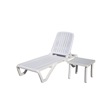 Outdoor Chaise Lounge, Pool Lounge Chair Plastic Adjustable Recliner In Pool Lounger Tanning Lounge Chair With Table For In Pool, Beach, Poolside, Lawn, White White Plastic