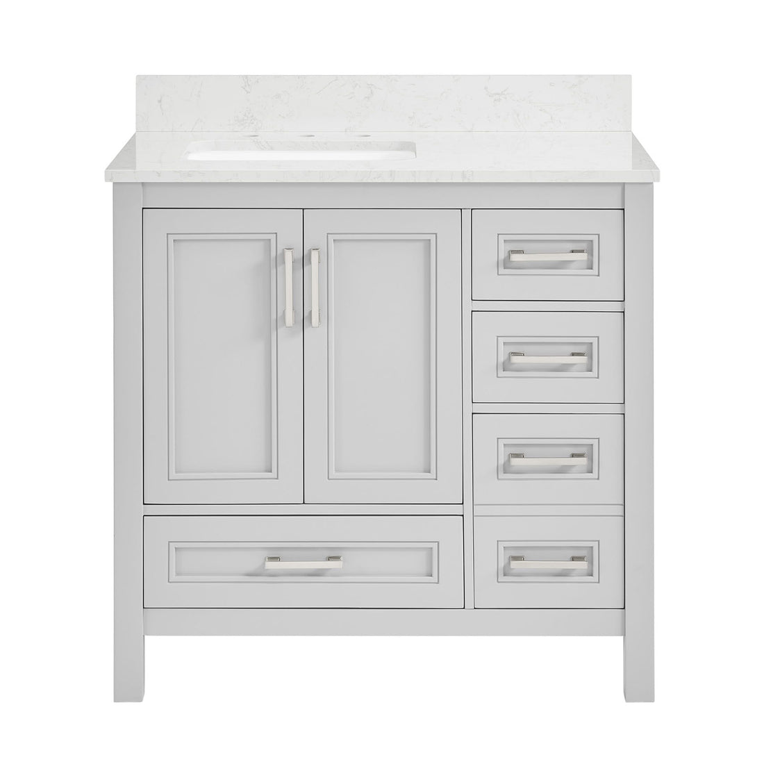 36 In Undermount Single Sink Bathroom Storage Cabinet With Engineered Carrara Marble Top Light Gray 2 4 36 To 47 In 36 To 59 In Soft Close Doors Bathroom 20 25 Inches Mdf Painted