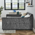 Queen Size Daybed With Drawers Upholstered Tufted Sofa Bed,With Button On Back On Waved Shape Arms Box Spring Not Required Queen Grey Wood Bedroom Eucalyptus Polyester Foam