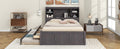 Full Size Platform Bed With Storage Headboard, Charging Station, Twin Size Trundle And 3 Drawers, Antique Brown Box Spring Not Required Twin Antique Brown Wood Bedroom Bed Frame Solid Wood Mdf