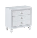 Contemporary Nightstands With Mirror Frame Accents, Bedside Table With Two Drawers And One Hidden Drawer, End Table With Crystal Pull For Living Room,Bedroom, White White 3 Drawers Solid Wood Mdf