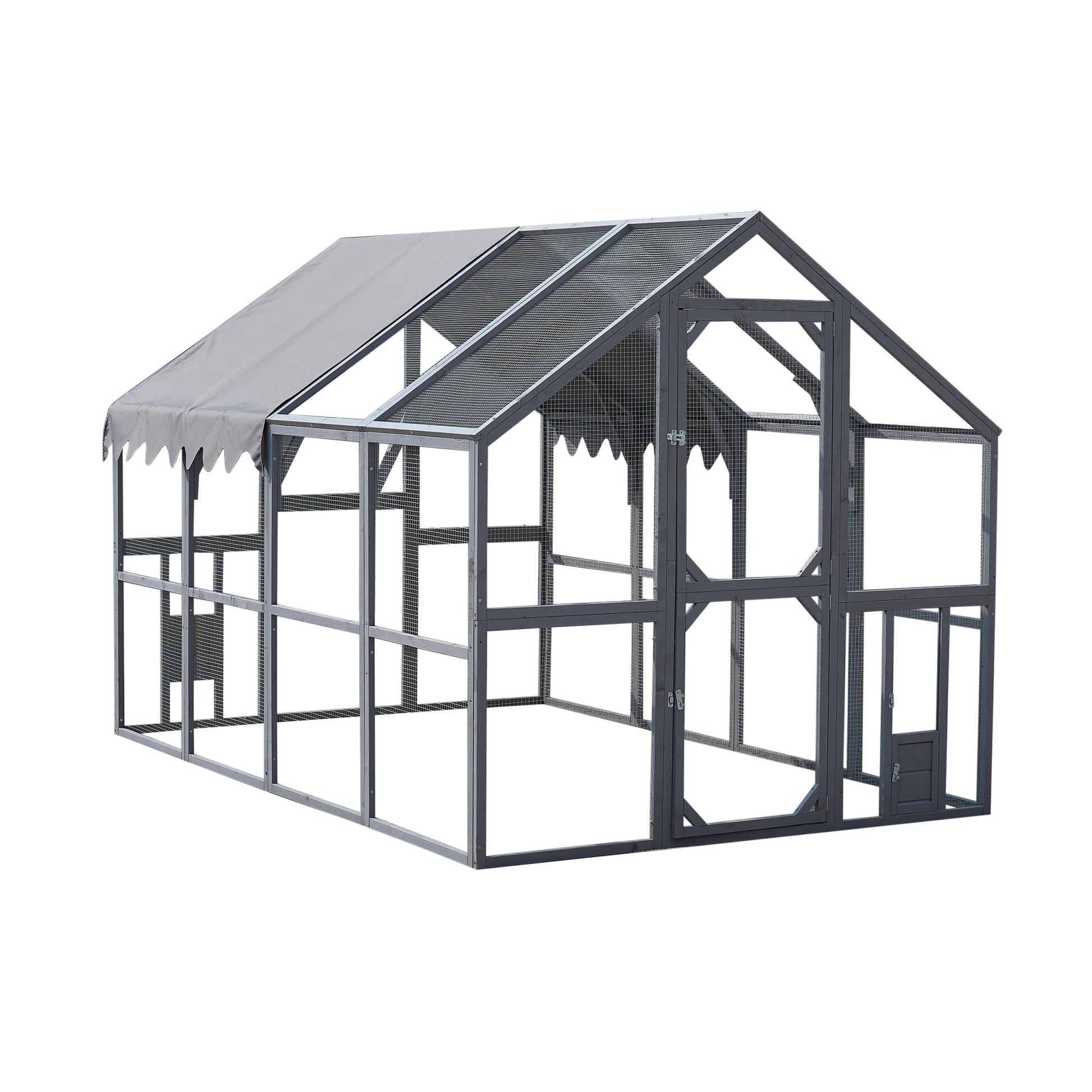 Outdoor Chicken Coop Enclosures 110" Large Kitten Playpen ,Upgrade Waterproof Cover Grey Gray Metal & Wood