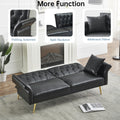 67.71 Inch Faux Leather Sofa Bed With Adjustment Armres Black Light Brown Faux Leather Wood Primary Living Space Medium Soft Loose Back Contemporary Eucalyptus Square Arms Foam Pvc 2 Seat