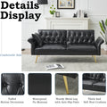 67.71 Inch Faux Leather Sofa Bed With Adjustment Armres Black Light Brown Faux Leather Wood Primary Living Space Medium Soft Loose Back Contemporary Eucalyptus Square Arms Foam Pvc 2 Seat