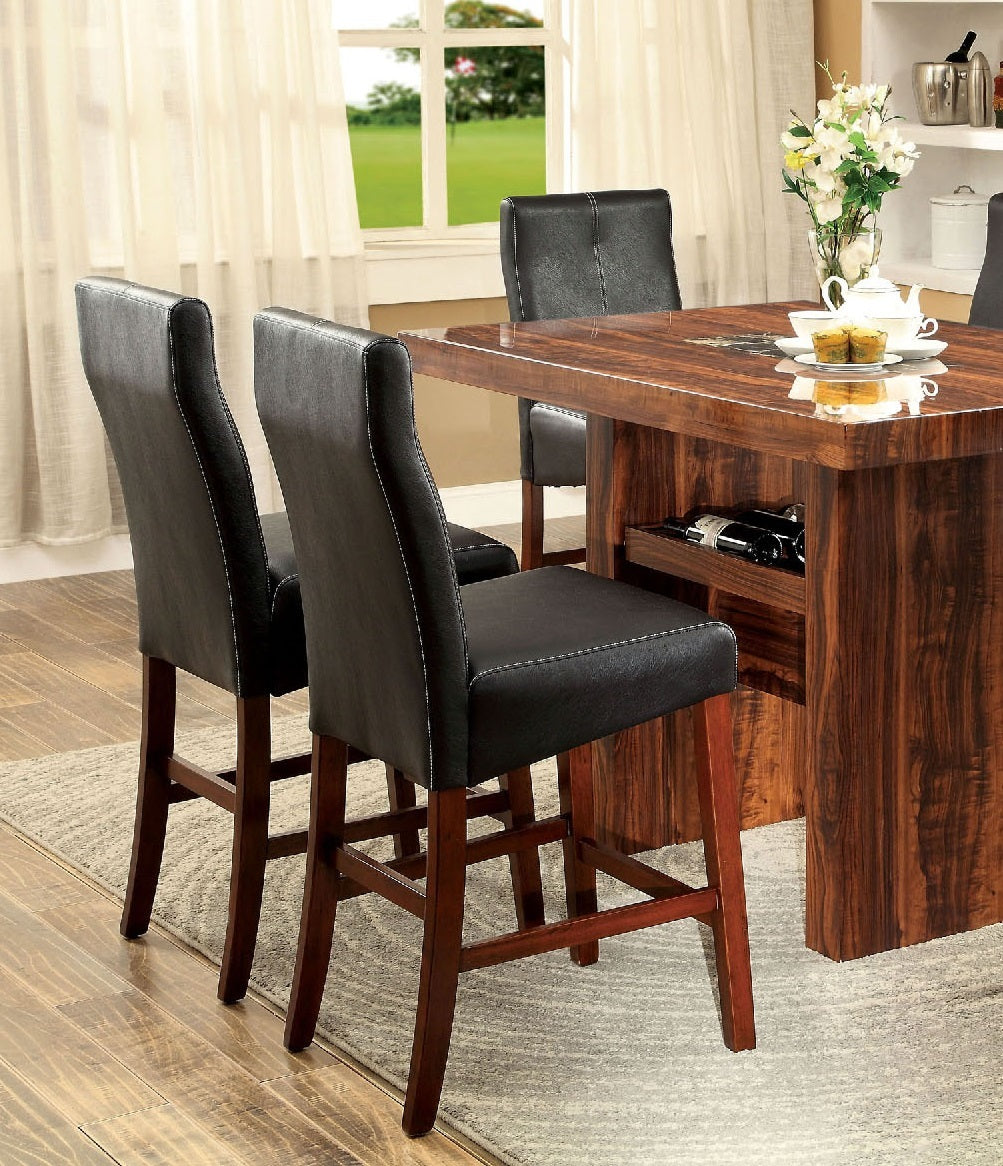 Beautifully Sleek Transitional 2Pcs Counter Height Chairs Brown Cherrycushion Seat Kitchen Dining Room Furniture Parson High Chairs Brown Mix Dining Room Contemporary,Modern Dining Chairs Set Of 2 Solid Wood