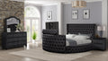 Modern Style Crystal Tufted King 4Pc Bed Room Set Made With Wood In Black Box Spring Not Required King Black Wood 4 Piece Set Bedroom Bed Included,Dresser Included,Mirror Included,Nightstand Included Modern Upholstered Tufted Wood