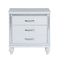 Contemporary Nightstands With Mirror Frame Accents, Bedside Table With Two Drawers And One Hidden Drawer, End Table With Crystal Pull For Living Room,Bedroom, White White 3 Drawers Solid Wood Mdf