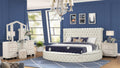 Modern Style King 4Pc Vanity Bedroom Set With Usb Ports & Made With Wood In Cream Box Spring Not Required King Cream Wood 4 Piece Set Bedroom Modern Solid Wood Mdf Tufted Velvet Wood