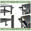 3 Shelf Outdoor Grill Table, Grill Cart Outdoor With Wheels, Pizza Oven Table And Food Prep Table, Blackstone Table With Propane Tank Hook, Grill Stand For Blackstone Griddle For Outside Bbq Grey