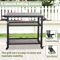 3 Shelf Outdoor Grill Table, Grill Cart Outdoor With Wheels, Pizza Oven Table And Food Prep Table, Blackstone Table With Propane Tank Hook, Grill Stand For Blackstone Griddle For Outside Bbq Grey