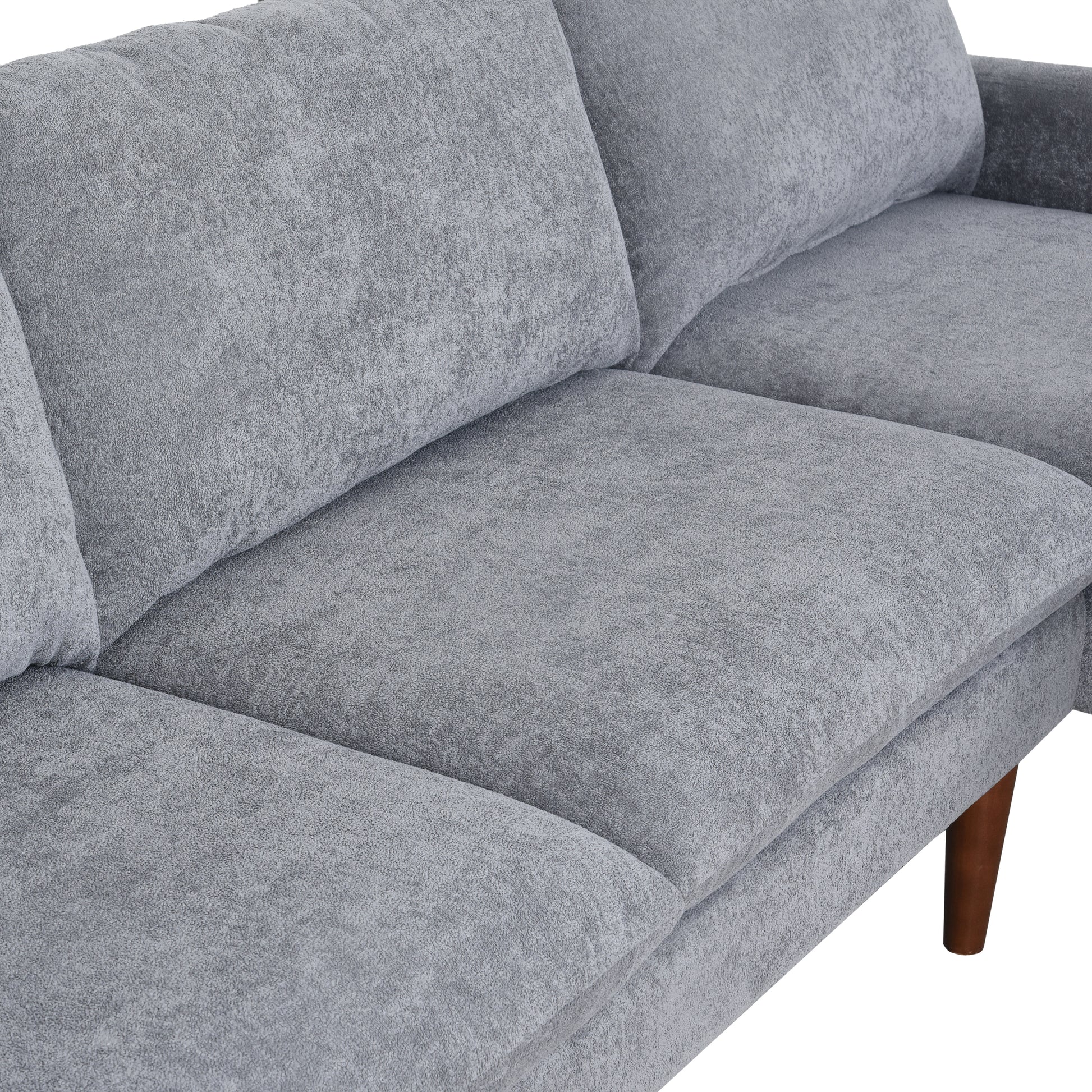 L Shaped Sofa With Padded Cashmere: Multi Functional Design, Modern Luxury Appearance Ideal For Living Rooms, Apartments Easy Assembly & Maintenance,Grey Grey Velvet Wood Primary Living Space Medium Soft Art Deco Square Arms Memory Foam Velvet 3 Seat