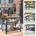 3 Shelf Outdoor Grill Table, Grill Cart Outdoor With Wheels, Pizza Oven Table And Food Prep Table, Blackstone Table With Propane Tank Hook, Grill Stand For Blackstone Griddle For Outside Bbq Grey