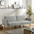 Multi Functional Futon Sofa Bed :Tapered Wood Legs Ideal For Small Living Rooms Multi Color Fabric Options Easily Converts To Single Bed,Grey Grey Velvet Wood Primary Living Space Medium Soft Mid Century Modern Square Arms Memory Foam Snowflake Velvet