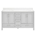 60 In Undermount Double Sinks Bathroom Storage Cabinet With Engineered Carrara Marble Top 4 Light Gray 4 Soft Close Doors Bathroom Freestanding Mdf Painted