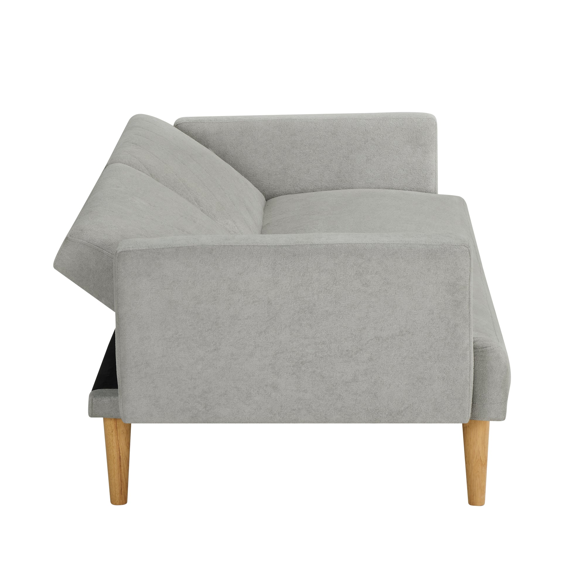 Multi Functional Futon Sofa Bed :Tapered Wood Legs Ideal For Small Living Rooms Multi Color Fabric Options Easily Converts To Single Bed,Grey Grey Velvet Wood Primary Living Space Medium Soft Mid Century Modern Square Arms Memory Foam Snowflake Velvet