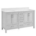 60 In Undermount Double Sinks Bathroom Storage Cabinet With Engineered Carrara Marble Top 4 Light Gray 4 Soft Close Doors Bathroom Freestanding Mdf Painted