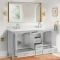 60 In Undermount Double Sinks Bathroom Storage Cabinet With Engineered Carrara Marble Top 4 Light Gray 4 Soft Close Doors Bathroom Freestanding Mdf Painted