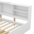 Wood Twin Size Platform Bed With Storage Headboard, Shelves And 2 Drawers, White Box Spring Not Required Twin White Wood Bedroom Bed Frame Solid Wood Mdf