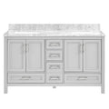 60 In Undermount Double Sinks Bathroom Storage Cabinet With Carrara Natural Marble Top Light Gray 4 Soft Close Doors Bathroom Freestanding Mdf Painted