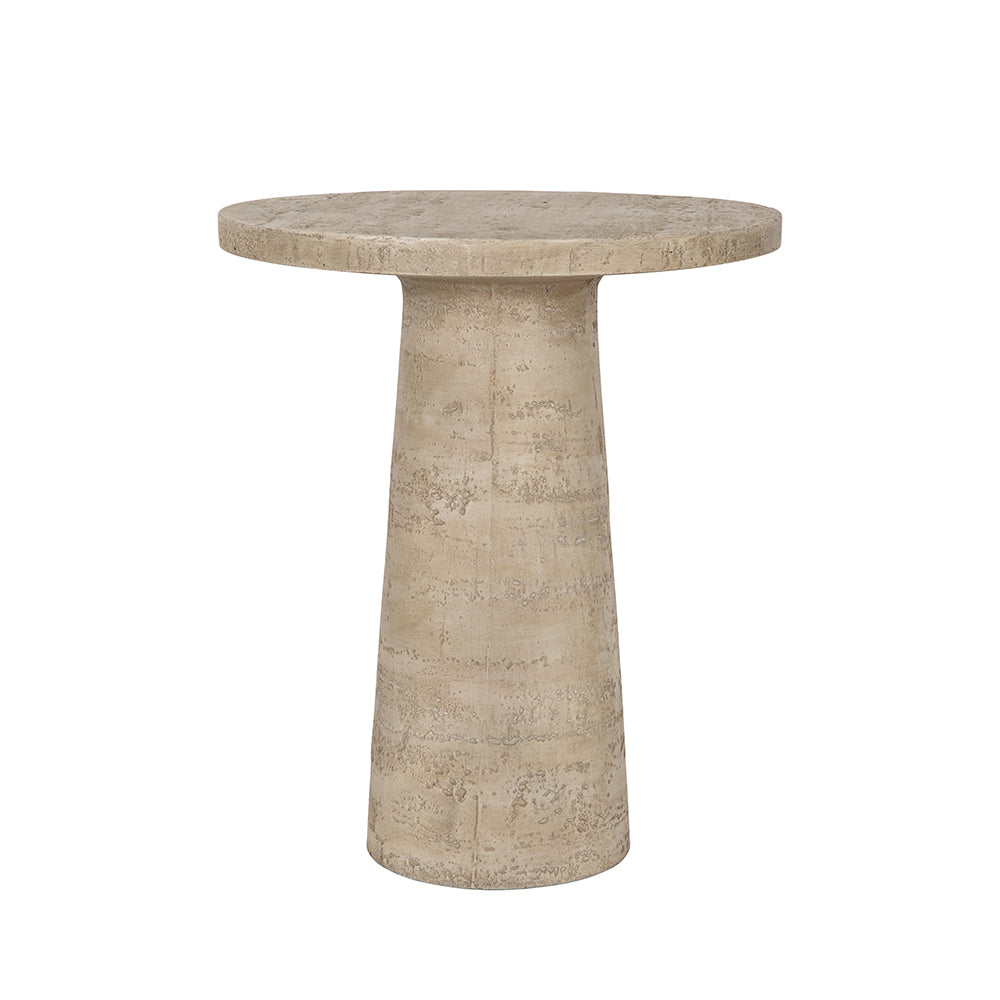 22X22X25.5" Cream Round Side Table With Pedestal Base Cream Magnesium Oxide