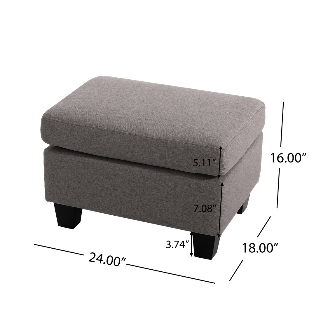 Springfield Ottoman Grey Fabric