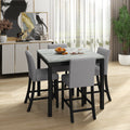 5 Piece Dining Table And Chair Set, Wooden Dining Table And Chair With 4 Chairs For Small Spaces, Modern Square Counter Height Dining Table, Compact Mid Century Modern Home Table And Chair Set, Uphols Black Gray Solid Wood Mdf